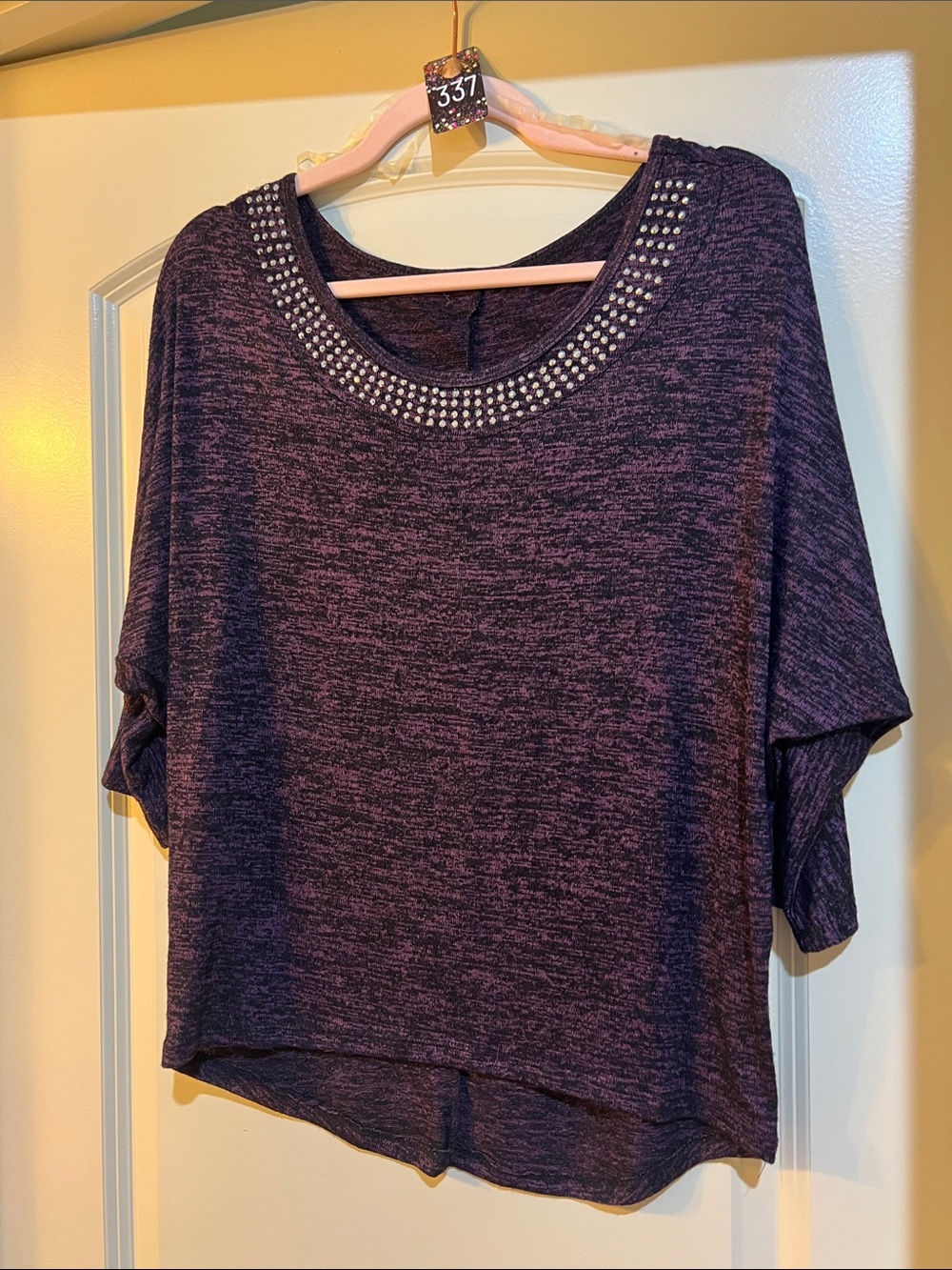 Source Unknown Purple Heather Studded Boatneck Tunic H337